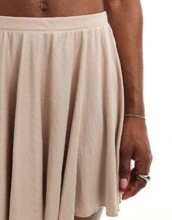 Monki Super Soft Cupro Mini A-line Skirt In Beige For Women -Monki Shop 206135753 5