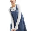Monki Mini Denim Dungaree Dress In Soft Acid Blue Wash For Women -Monki Shop 206135785 1 blue