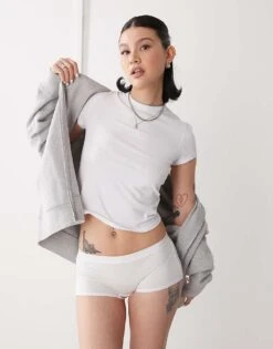 Monki Cotton Seam Boxer Brief In White For Women -Monki Shop 206135817 1 white 1