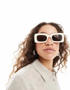 Monki Small Rectangle Chunky Frame Sunglasses In Beige Ombre For Women -Monki Shop 206135873 1 beigeombre 1