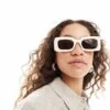 Monki Small Rectangle Chunky Frame Sunglasses In Beige Ombre For Women -Monki Shop 206135873 1 beigeombre