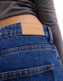 Monki Naoki Low Rise Loose Fit Jeans In Classic Blue Wash For Women -Monki Shop 206163428 3