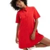 Monki Short Sleeve Button Through Collar Mini Dress In Red For Women -Monki Shop 206167152 1 red