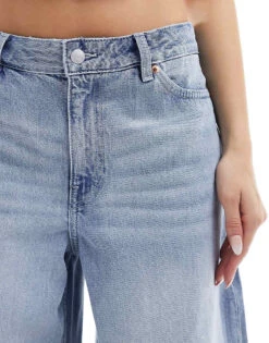 Monki Giga Ultra Loose Fit Low Rise Jeans In Rad Tinted Blue For Women Blue Wash -Monki Shop 206172094 4