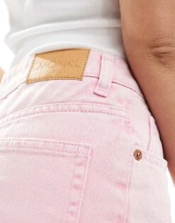 Monki Midaxi Denim Skirt With Front Split In Pink For Women Light Pink -Monki Shop 206172095 3