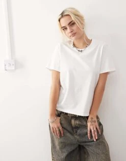 Monki Short Sleeve T-shirt In White For Women