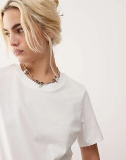 Monki Short Sleeve T-shirt In White For Women -Monki Shop 206172178 3