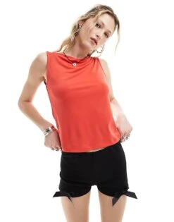 Monki Super Soft Boatneck Tank Top In Red For Women -Monki Shop 206172204 1 red 1