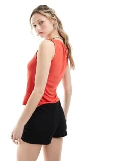 Monki Super Soft Boatneck Tank Top In Red For Women -Monki Shop 206172204 4