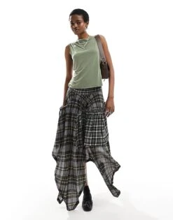 Monki Super Soft Boatneck Tank Top In Khaki For Women -Monki Shop 206173516 4