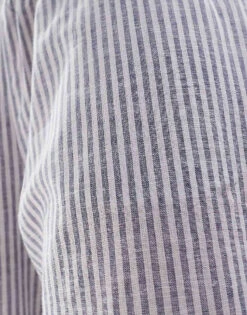 Monki Linen Drawstring Waist Trousers In White And Navy Stripes For Women -Monki Shop 206173517 5