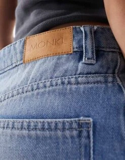 Monki Midaxi Denim Skirt With Front Split In Tinted Blue Wash For Women -Monki Shop 206173588 5