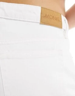 Monki Imoo Low Waisted Wide Fit Jeans In Ecru For Women -Monki Shop 206173661 5