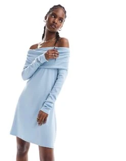 Monki Jersey Mini Dress With Ruche Off Shoulder Detail In Blue For Women 11 Monki Jersey Mini Dress With Ruche Off Shoulder Detail In Blue For Women -Monki Shop 206174283 1 blue 1