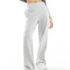 Monki Pull On Relaxed Leg Lounge Trousers In Light Grey Melange For Women