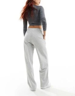 Monki Pull On Relaxed Leg Lounge Trousers In Light Grey Melange For Women -Monki Shop 206174715 2