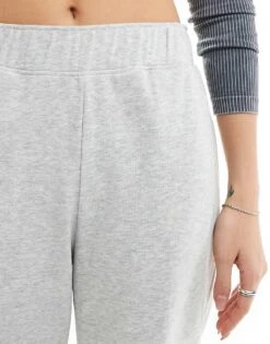 Monki Pull On Relaxed Leg Lounge Trousers In Light Grey Melange For Women -Monki Shop 206174715 3