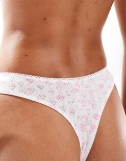 Monki Mix And Match Soft Thong In White Hearts For Women -Monki Shop 206174768 4