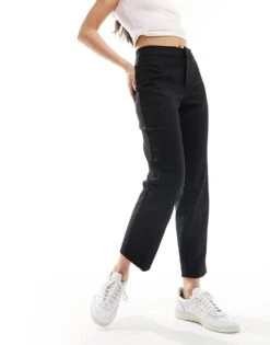 Monki Tailored Slim Fit Cropped Ankle Length Trouser For Women Black