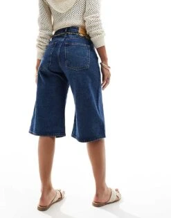Monki Paige Low Waisted Loose Denim Jorts In Mid Wash Blue For Women -Monki Shop 206174954 3