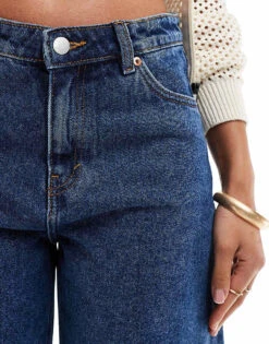 Monki Paige Low Waisted Loose Denim Jorts In Mid Wash Blue For Women -Monki Shop 206174954 5