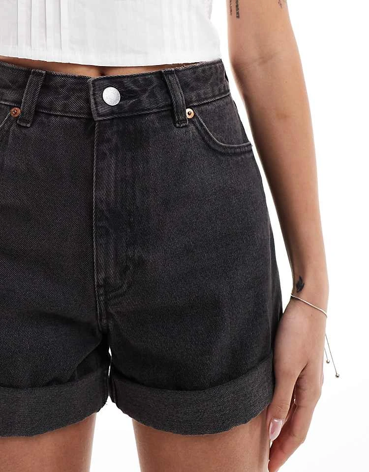 Monki Tallie Turn Up Denim Shorts In Washed Black For Women 5 Monki Tallie Turn Up Denim Shorts In Washed Black For Women - Image 3