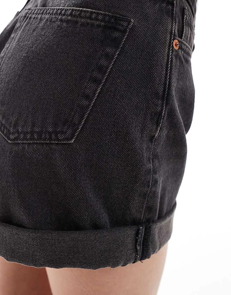Monki Tallie Turn Up Denim Shorts In Washed Black For Women 7 Monki Tallie Turn Up Denim Shorts In Washed Black For Women - Image 5