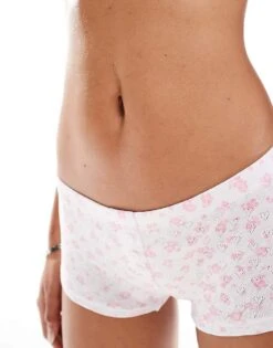 Monki Mix And Match Boxer In White Little Ditsy Print For Women -Monki Shop 206175081 4