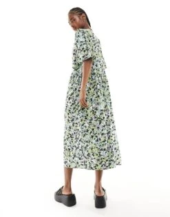 Monki Button Through Midi Dress In Floral Print Exclusive To ASOS For Women Multi -Monki Shop 206176895 4