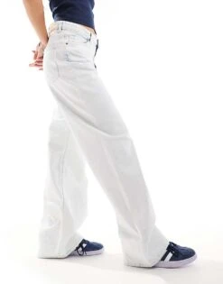 Monki Naoki Loose Fit Low Rise Jeans In Light Bleached Blue For Women Light Blue -Monki Shop 206176995 3