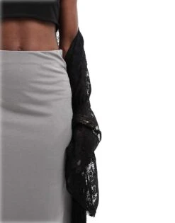 Monki Asymmetric Midi Skirt In Grey For Women -Monki Shop 206177067 4