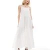 Monki Maxi Sun Dress With Tiered Layers And Strappy Low Back In White For Women -Monki Shop 206177129 1 white