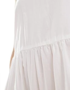 Monki Maxi Sun Dress With Tiered Layers And Strappy Low Back In White For Women -Monki Shop 206177129 4