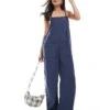 Monki Lightweight Denim Dungarees In Blue For Women