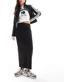 Monki Midi Jersey Skirt In Black For Women -Monki Shop 206212438 1 black 1