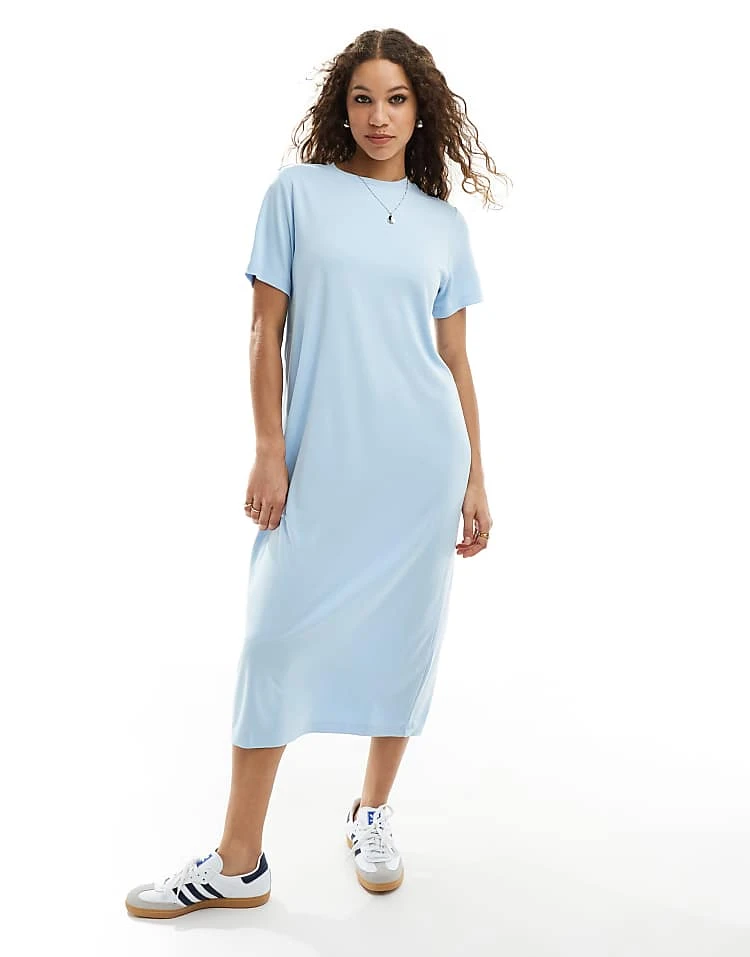 Monki Super Soft Maxi T-shirt Dress In Light Blue For Women 3 Monki Super Soft Maxi T-shirt Dress In Light Blue For Women