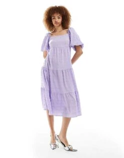 Monki Tiered Midi Dress With Open Back In Lilac For Women -Monki Shop 206212542 1 lilac 1