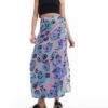 Monki Midi Skirt With Tie Waist In Artsy Pastel Flowers Print For Women Multi -Monki Shop 206212588 1 multi