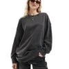 Monki Oversized Sweatshirt In Acid Washed Black For Women -Monki Shop 206212595 1 black