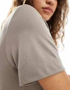 Monki Super Soft Maxi T-shirt Dress In Mole For Women Brown -Monki Shop 206212663 4