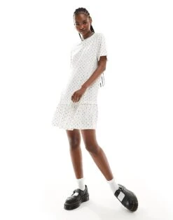 Monki Jersey Mini Dress With Drop Waist In White And Black Polka Dot Print For Women Multi -Monki Shop 206294011 1 multi 1