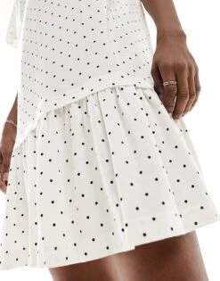 Monki Jersey Mini Dress With Drop Waist In White And Black Polka Dot Print For Women Multi -Monki Shop 206294011 3