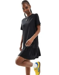 Monki Jersey Mini Dress With Drop Waist In Black For Women -Monki Shop 206294021 1 black 1