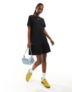 Monki Jersey Mini Dress With Drop Waist In Black For Women -Monki Shop 206294021 3