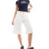 Monki Paige Low Waisted Loose Denim Jorts In White For Women