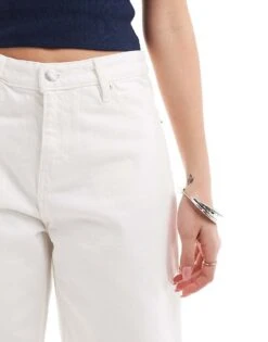 Monki Paige Low Waisted Loose Denim Jorts In White For Women -Monki Shop 206294103 4
