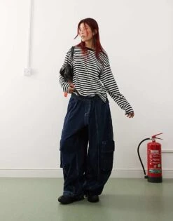 Monki Long Sleeve Top In Black And White Stripe For Women -Monki Shop 206294240 1 blackandwhite 1