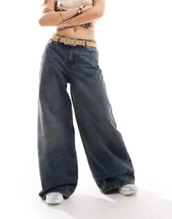 Monki Giga Low Waisted Baggy Wide Fit Jeans In Washed Blue For Women 10 Monki Giga Low Waisted Baggy Wide Fit Jeans In Washed Blue For Women -Monki Shop 206367095 3