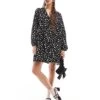 Monki Button Through Mini Skater Dress In Black And White Spot Print For Women 1 Monki Button Through Mini Skater Dress In Black And White Spot Print For Women -Monki Shop 206407104 1 blackandwhite