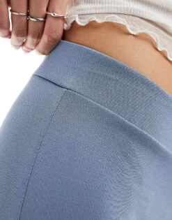 Monki Super Soft Wide Leg Trousers In Blue For Women -Monki Shop 206407110 3